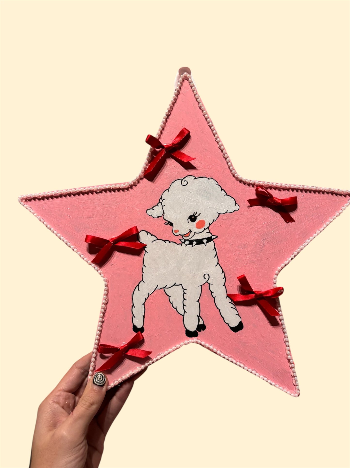 pink lamb star painting