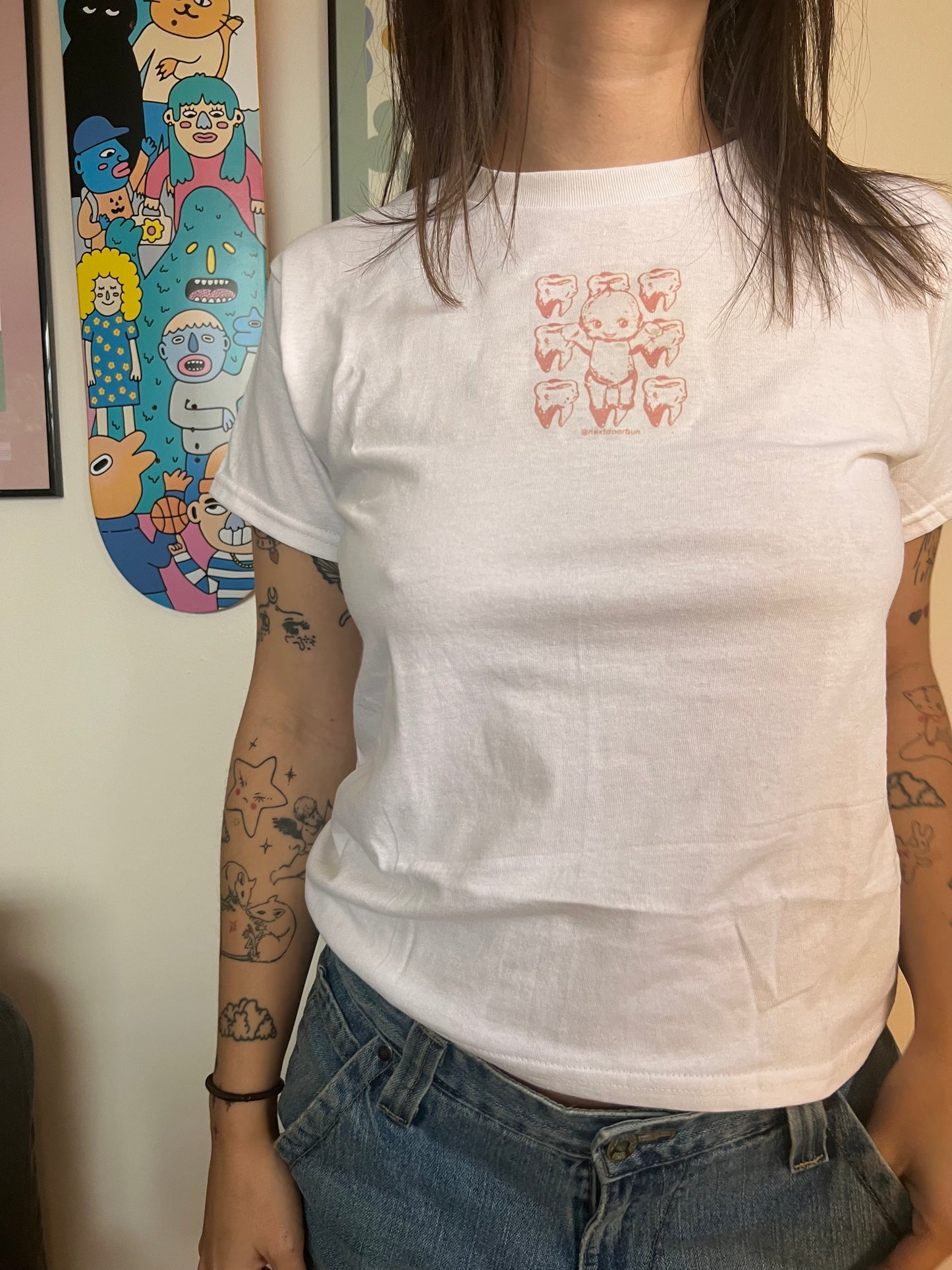 nextdoorbun logo baby tee