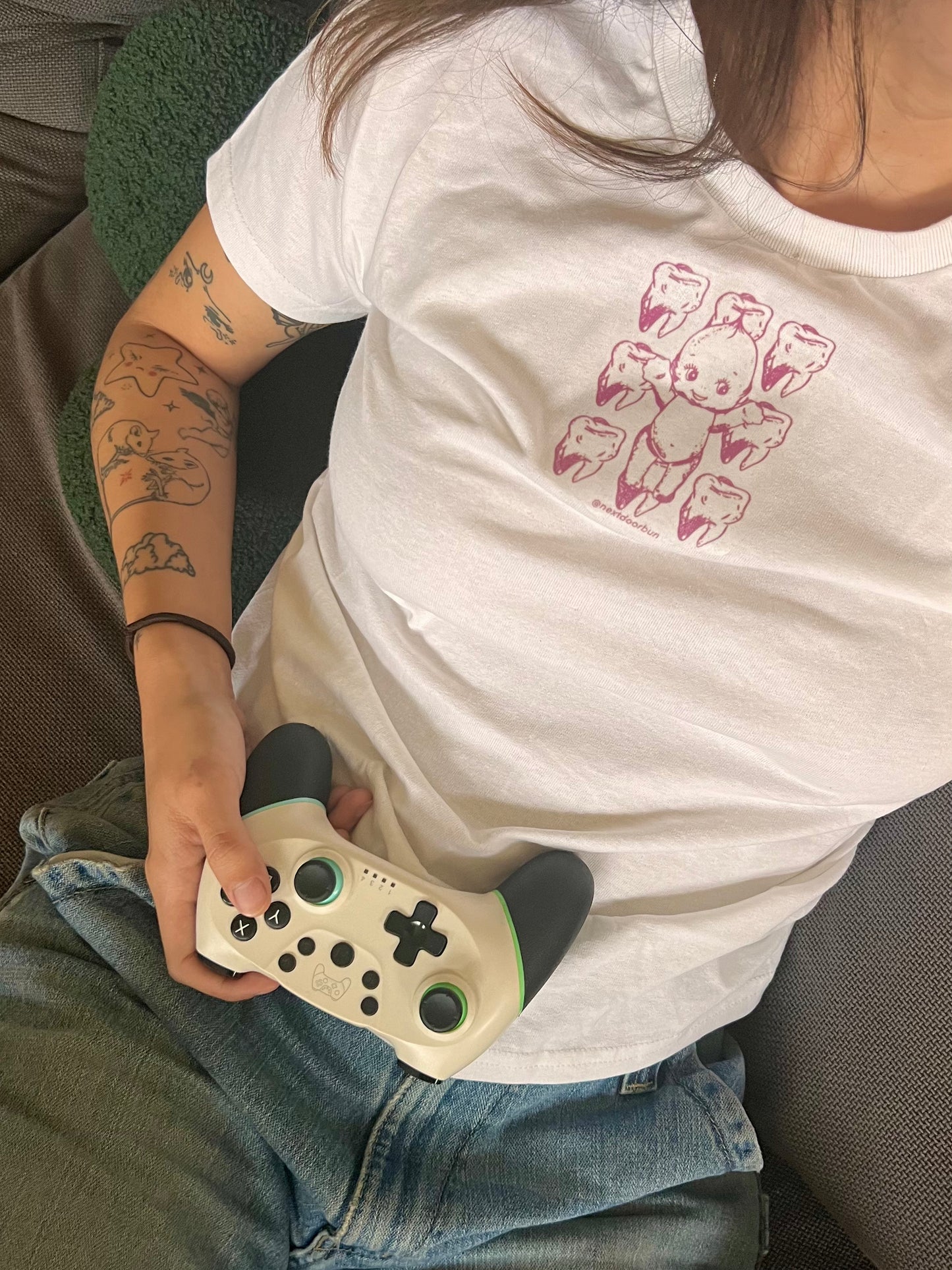 nextdoorbun logo baby tee