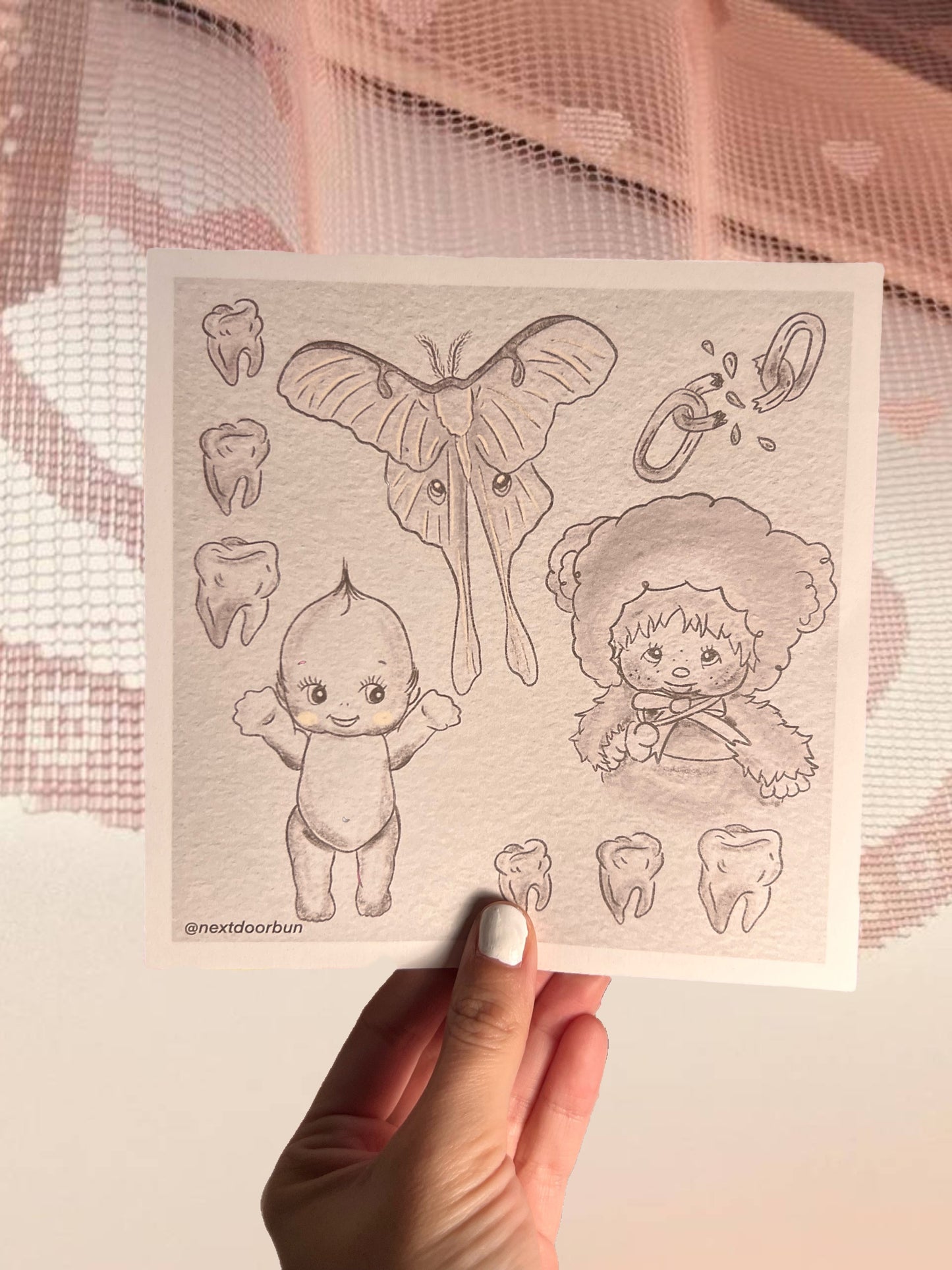 moth baby doodle print