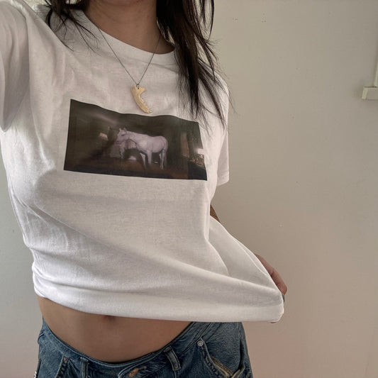 twin peaks white horse baby tee