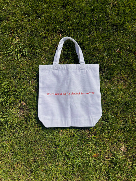 will risk it all for rachel sennott tote bag