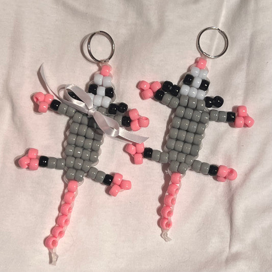 possum beaded keychain