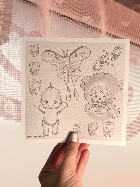 moth baby doodle print